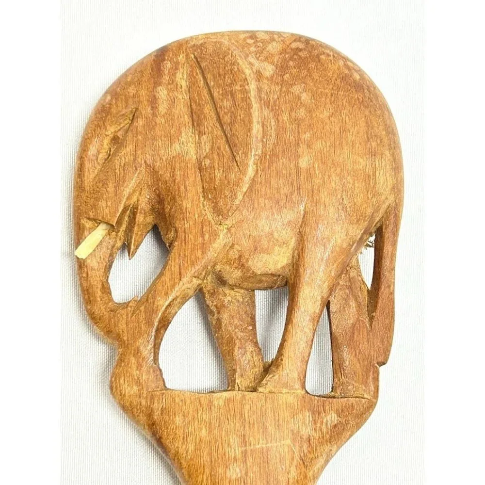 Elephant Hand Carved Salad‎ Set Wooden Spoon and Fork